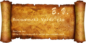 Bocsanszki Valéria névjegykártya